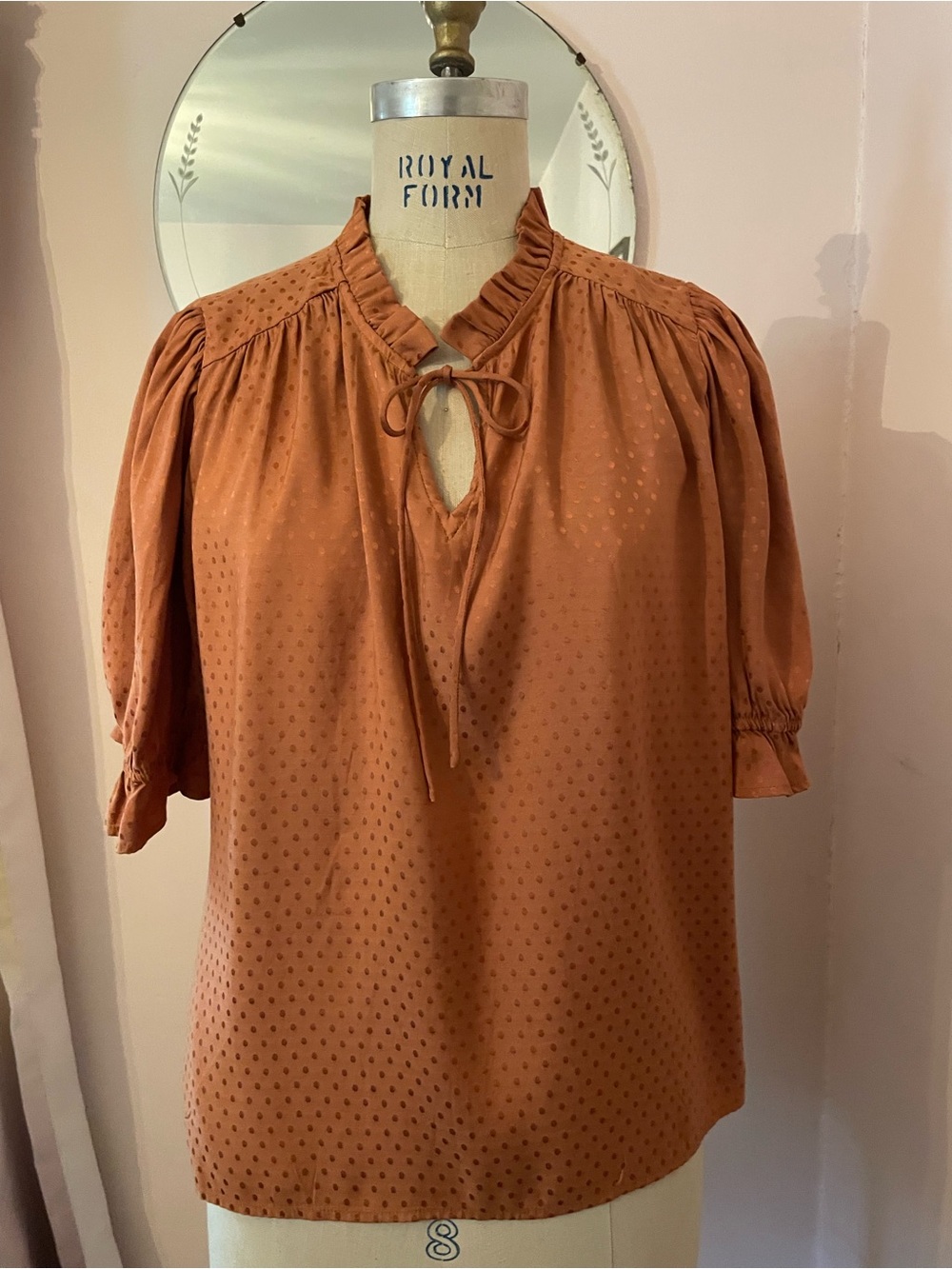 Draper James Polka Dot Tie-Neck Blouse - Picture 2 of 8